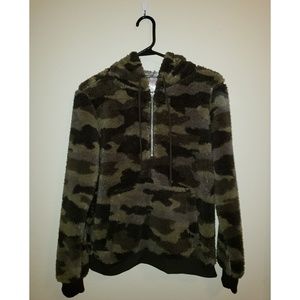 Fuzzy Camo Quarter-Zip Pullover | NWOT